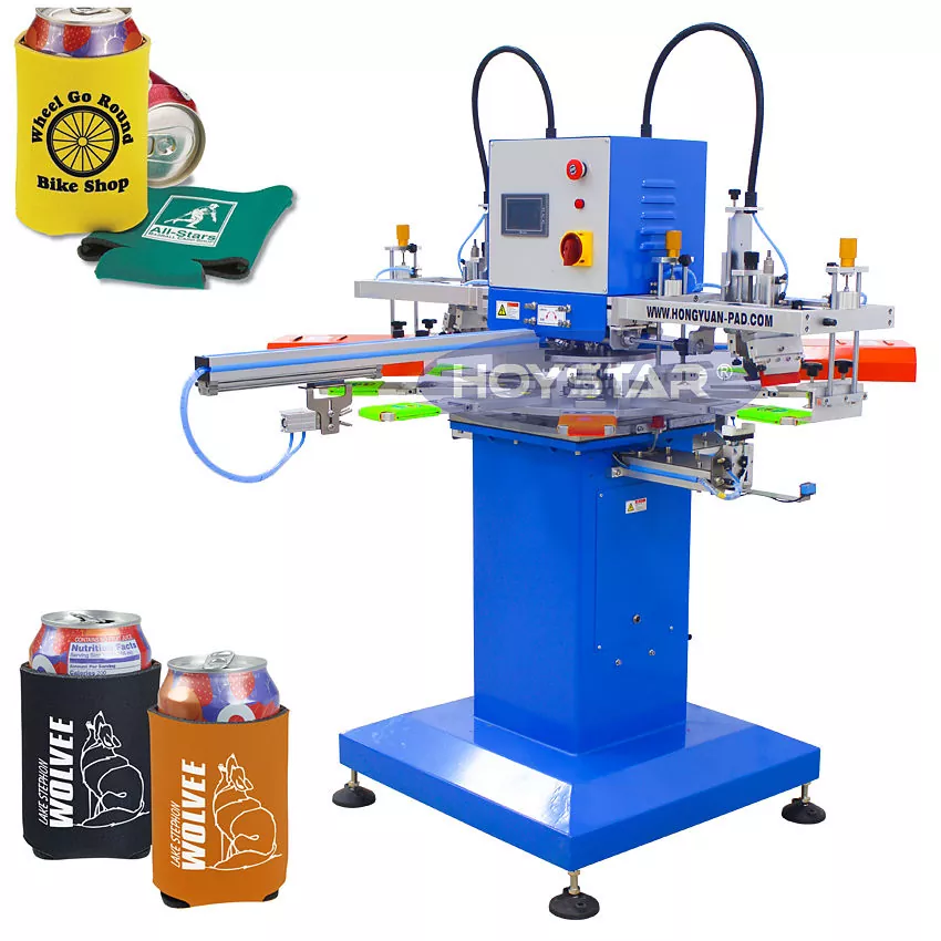 2 Color Automatic Can Cooler Koozies Screen Printing Machine
